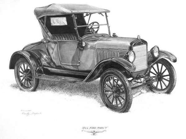 600x450 Randy Asplund Historical Art Ford Model T - Model T Drawing