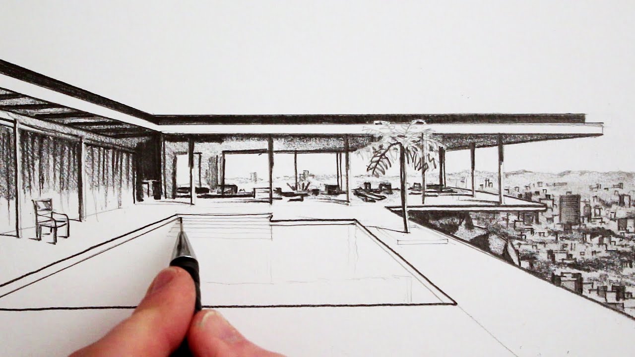 1280x720 how to draw a modern house time lapse - Modern Architecture Drawing
