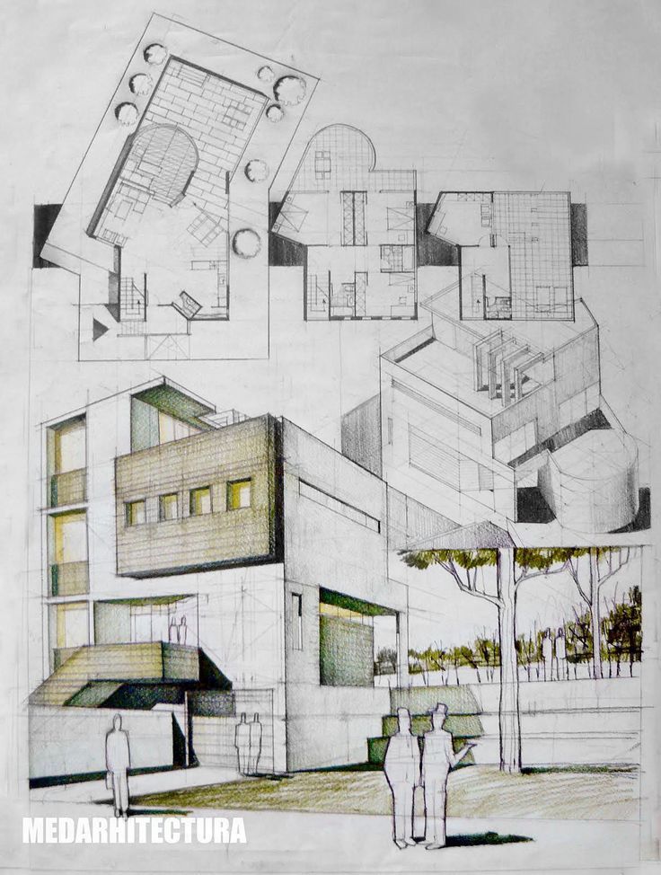 736x974 contemporary house architectural drawing - Modern Architecture Drawing
