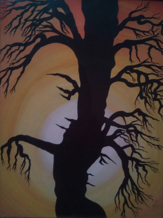 674x900 Love Tree Painting - Modern Art Drawing