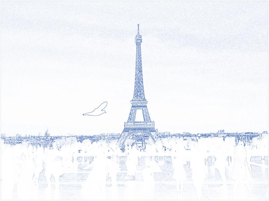 900x675 blueprint drawing of modern building eiffel tower paris painting - Modern Building Drawing