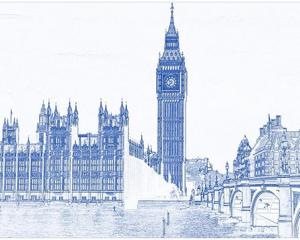 600x480 blueprint drawing of modern building london big ben tower poster - Modern Building Drawing