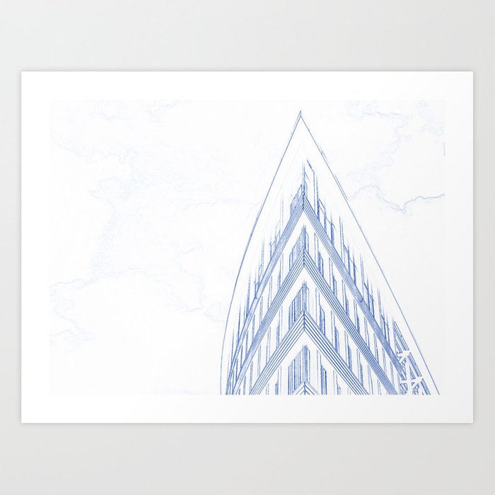 700x700 blueprint drawing of modern building art print - Modern Building Drawing
