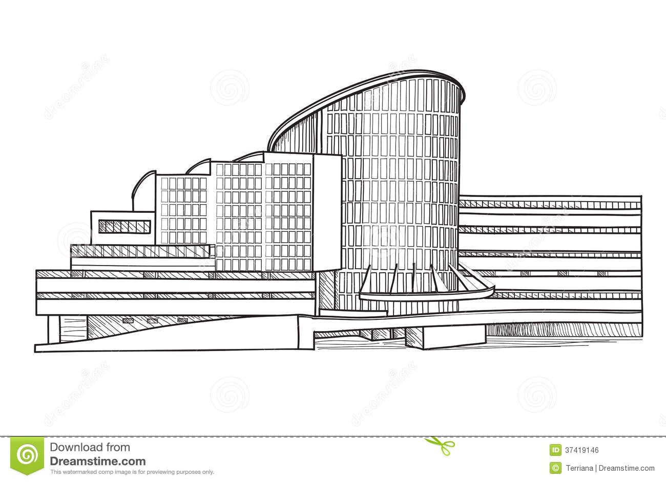 1300x942 Architecture - Modern Building Drawing