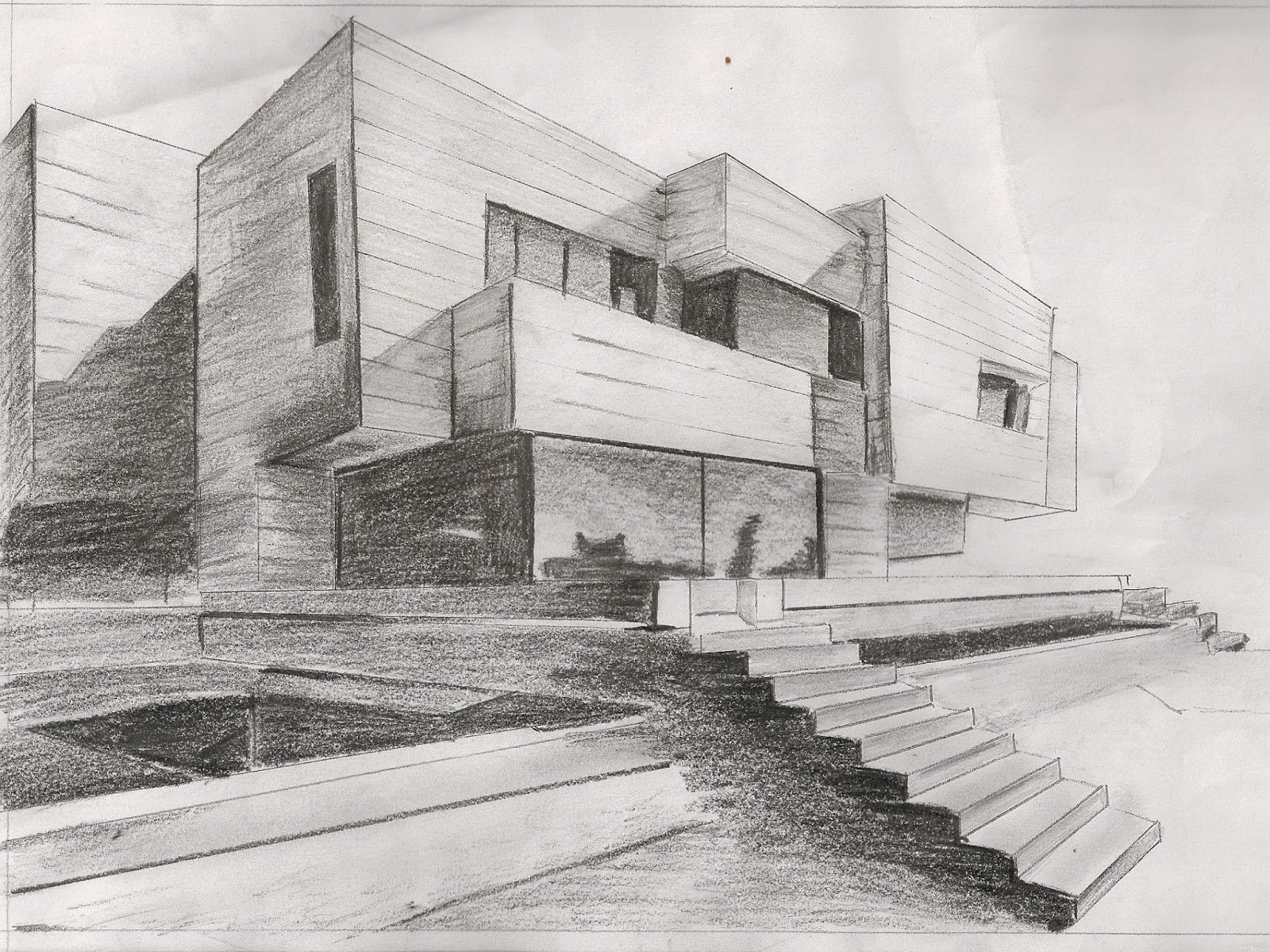 1600x1199 Three Point Exterior - Modern Building Drawing