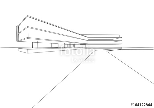 500x352 modern building structure architecture abstract drawing - Modern Building Drawing