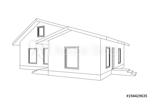 500x334 suburban house model drawing of the modern building cottage - Modern Building Drawing