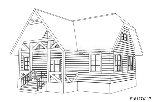 500x334 suburban wood house model drawing of the modern building - Modern Building Drawing
