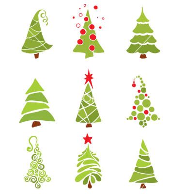 380x400 doodles clipart christmas tree - Modern Christmas Tree Drawing