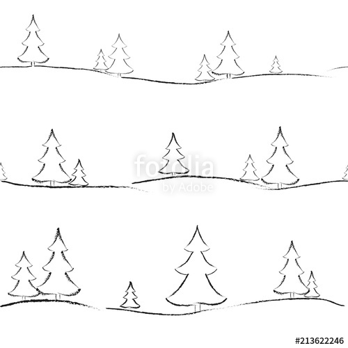500x500 background with fir trees hand drawn creative modern background - Modern Christmas Tree Drawing
