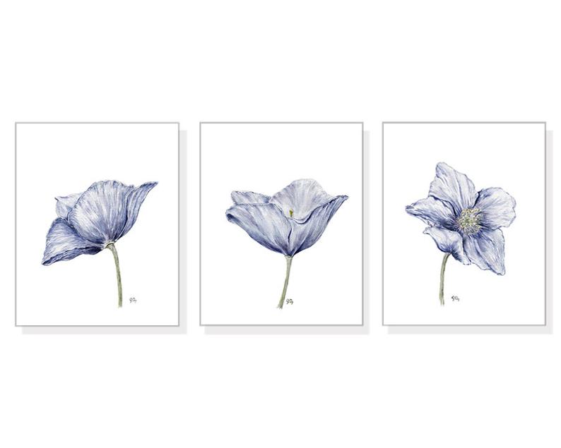 794x635 flower watercolor paintings modern flower art minimalist etsy - Modern Flower Drawing