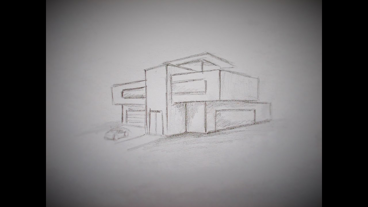 1280x720 How To Draw A Modern House - Modern House Drawing