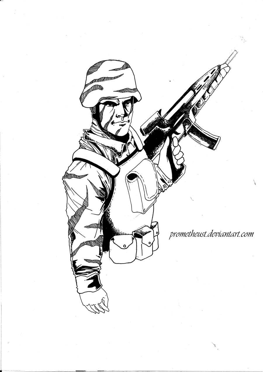 Modern Soldier Drawing