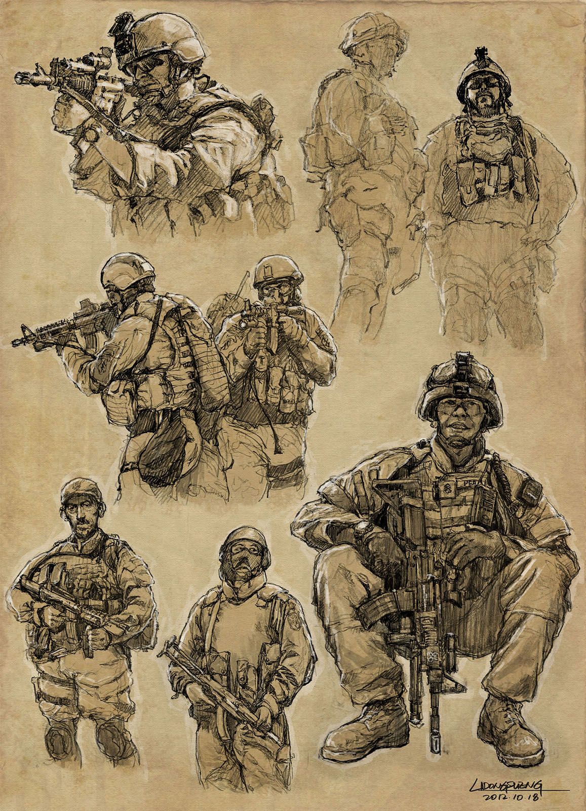 1157x1600 Military Art Print Modern Soldiers - Modern Soldier Drawing