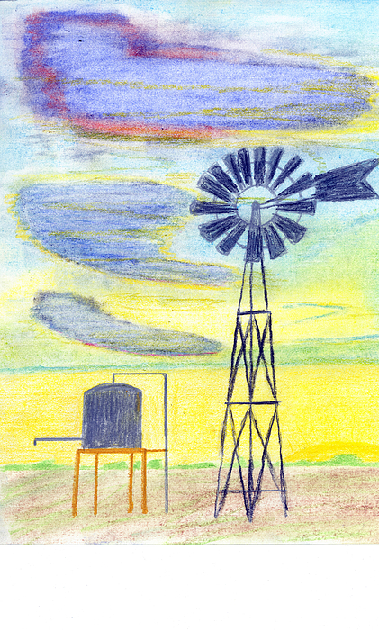 421x700 Wind To Water Drawing - Modern Windmill Drawing