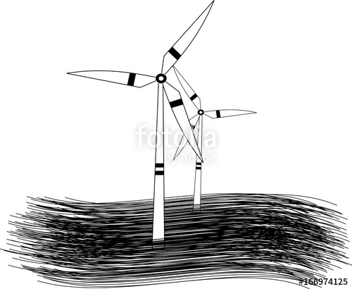 500x410 modern windmill turbines generating renewable green energy with no - Modern Windmill Drawing