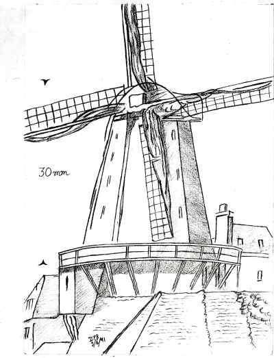 400x523 drawn windmill modern - Modern Windmill Drawing