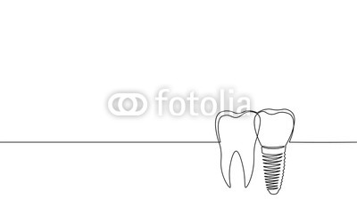 400x233 single continuous line art anatomical human tooth silhouette - Molar Drawing