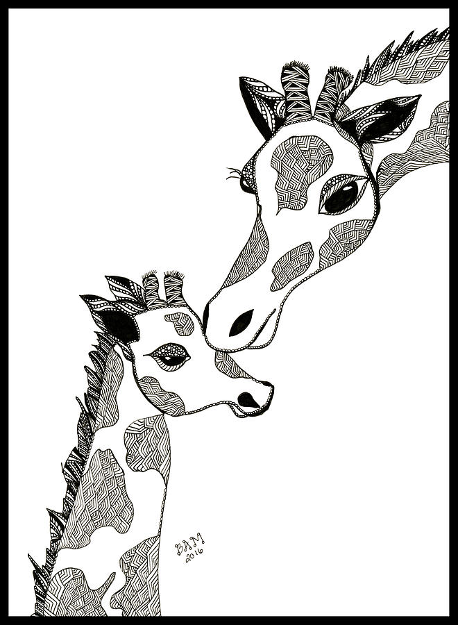 660x900 giraffe mom and baby drawing - Mom And Baby Drawing