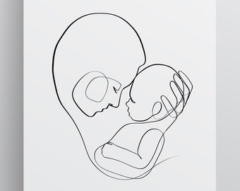 340x270 Mother And Child Art Etsy - Mom And Baby Drawing