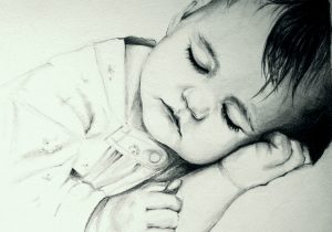300x210 Baby Sketches - Mom And Baby Drawing