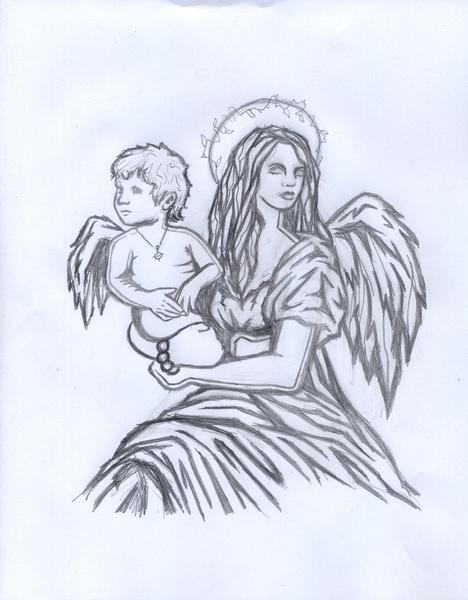 468x600 mother and child drawing - Mom And Child Drawing