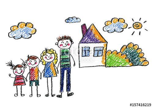 500x354 kids drawing happy family mother, father, sister, brother happy - Mom And Dad Drawing