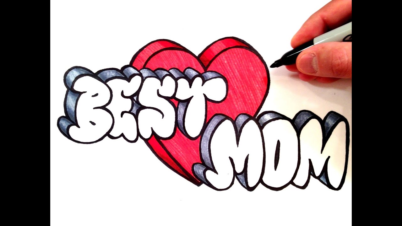 1280x720 How To Draw Best Mom With A Heart - Mom Drawing Images