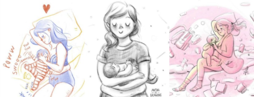 824x316 joy hwang's heartfelt drawings capture the many ups and downs - Mom Drawing Images