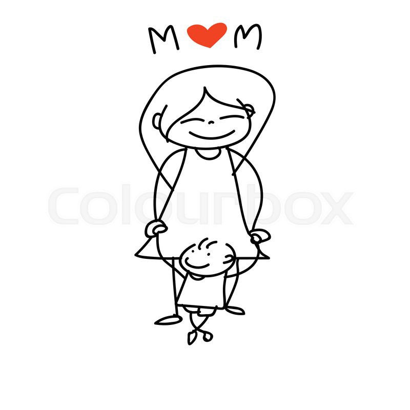 800x800 Hand Drawing Cartoon Character Happy Stock Vector Colourbox - Mom Drawing Images