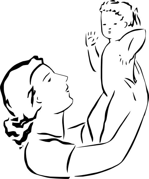 498x600 Mom Holding Baby Drawing - Mom Holding Baby Drawing