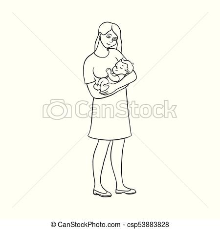 Mom Holding Baby Drawing at PaintingValley.com | Explore collection of ...