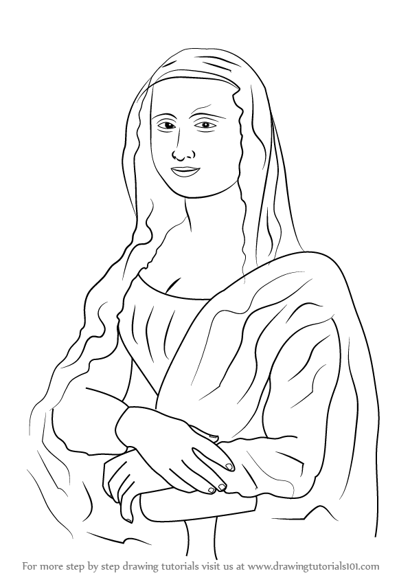 Mona Lisa Line Drawing at PaintingValley.com | Explore collection of ...