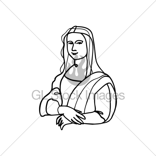 500x500 Mona Lisa Line Art Gl Stock Images - Mona Lisa Line Drawing