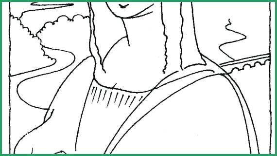 570x320 Coloring - Mona Lisa Line Drawing