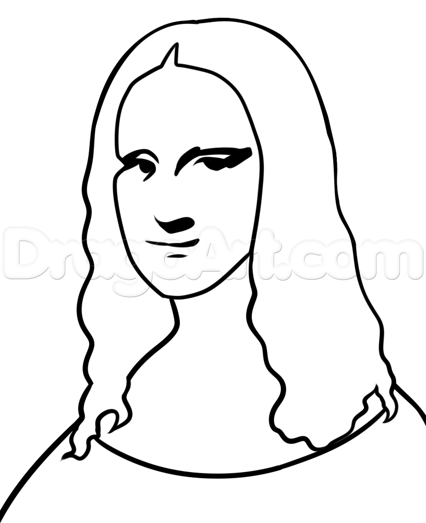 836x1027 How To Draw Mona Lisa Easy, Step - Monalisa Drawing