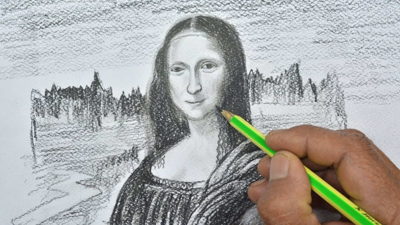 1280x720 How To Draw The Mona Lisa With Pencil - Monalisa Drawing