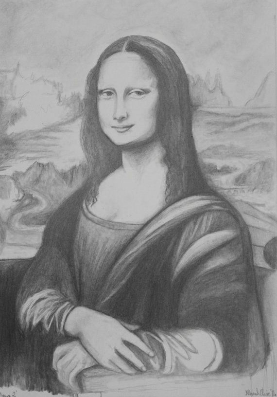 570x816 Mona Lisa Pencil Drawing Original Pencil - Monalisa Drawing