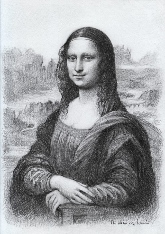 678x960 Artist The Drawing Hands - Monalisa Drawing