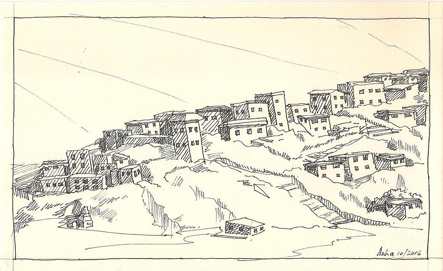 900x550 Monastery Drawing - Monastery Drawing