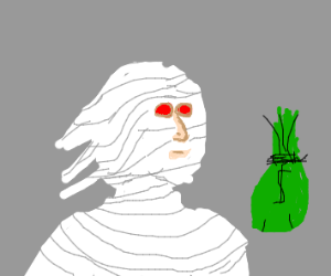 300x250 mummy holding a green money bag drawing - Money Bag Drawing