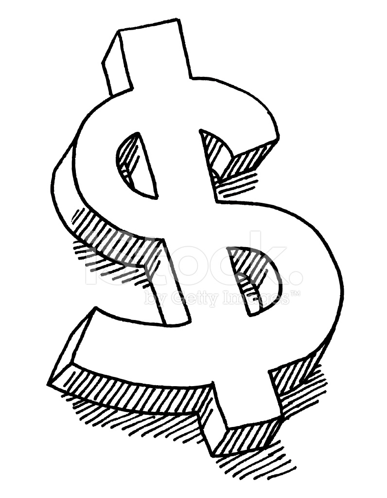 796x1024 dollar currency sign drawing stock vector - Money Sign Drawing