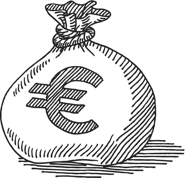 600x578 money bag euro sign drawing art print - Money Sign Drawing