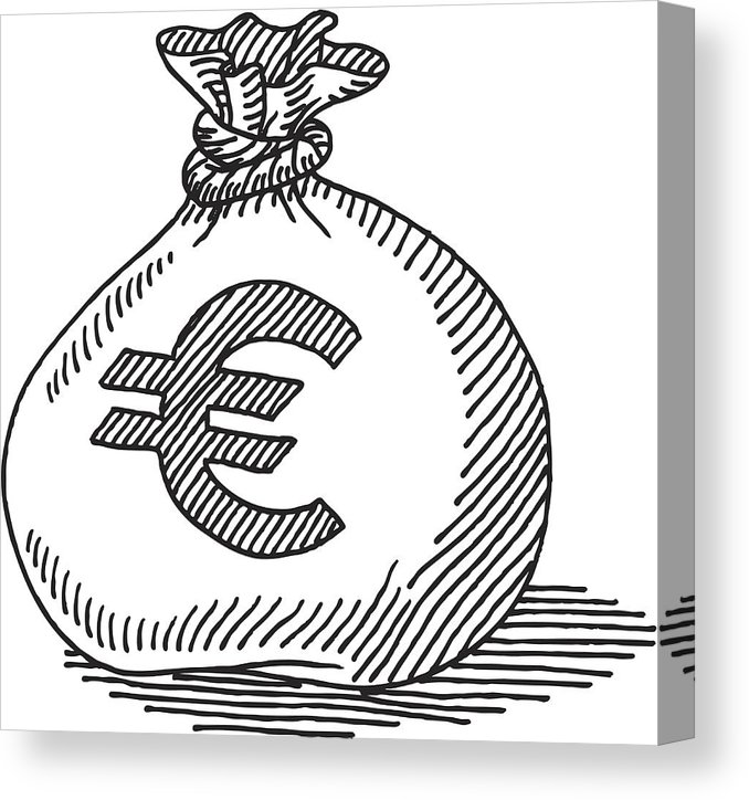 678x724 money bag euro sign drawing canvas print canvas art - Money Sign Drawing