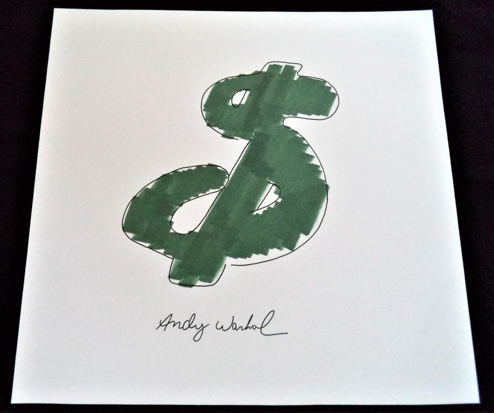 1000x837 signed andy warhol green money sign ink drawing - Money Sign Drawing