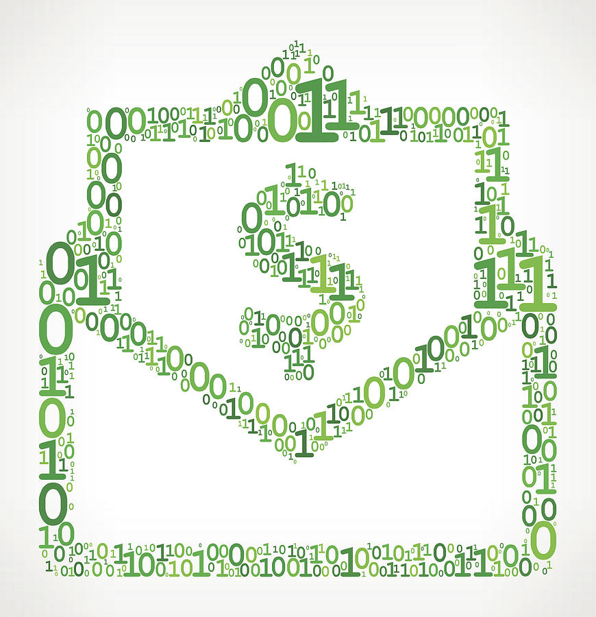 870x900 envelope money binary code zero one vector illustration drawing - Money Symbol Drawing