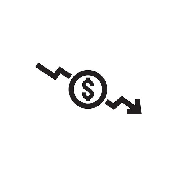 600x600 dollar decrease icon money symbol with arrow stretching rising - Money Symbol Drawing
