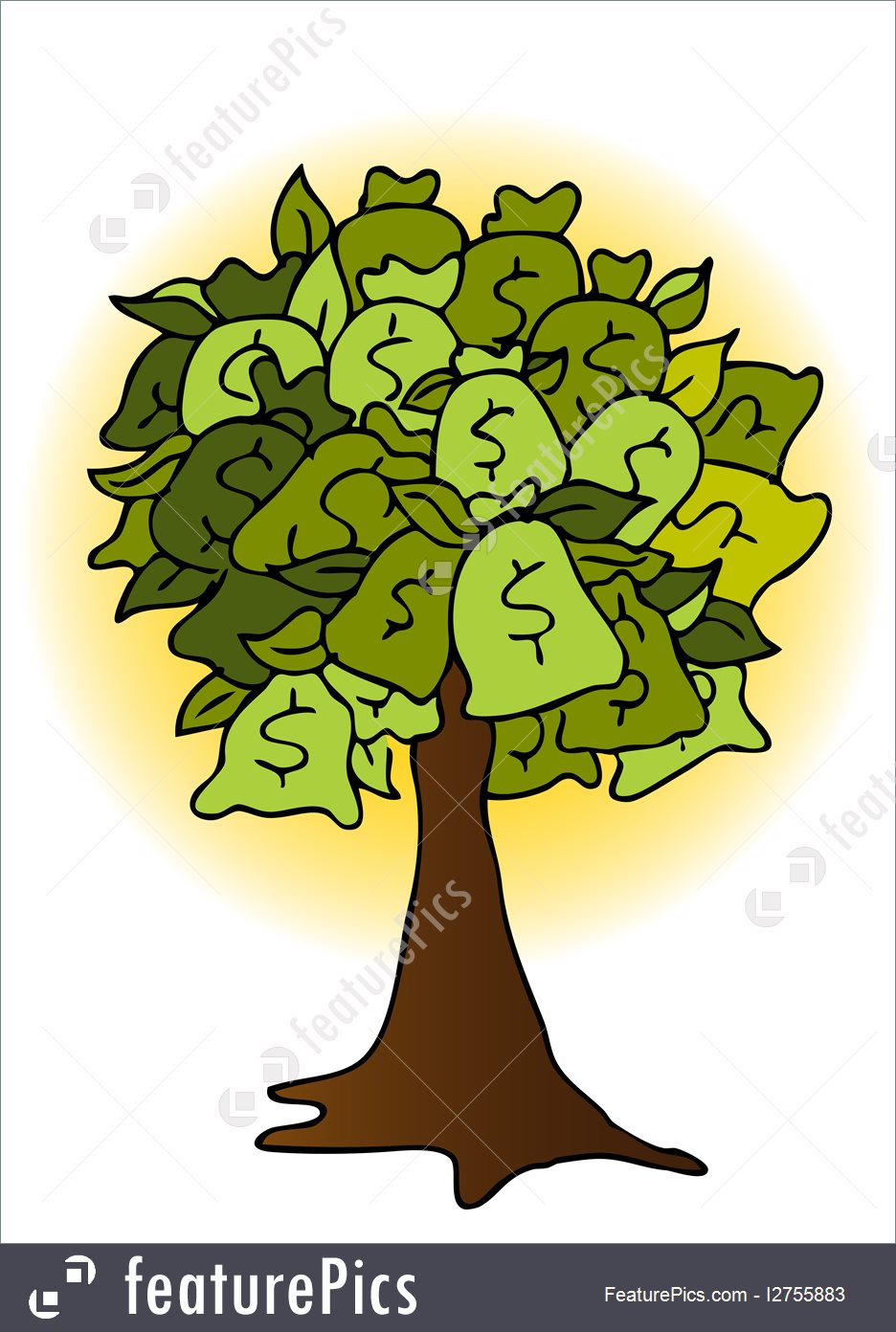 936x1392 illustration of money bag tree drawing - Money Tree Drawing