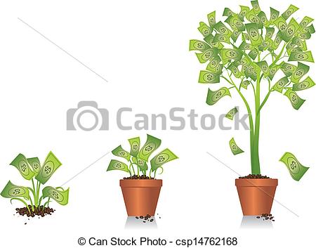 450x353 money tree illustration of a small plant developing into a money - Money Tree Drawing