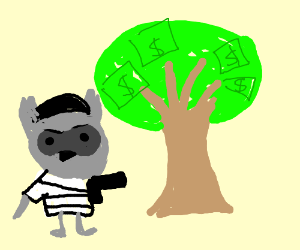 300x250 Raccoon Stealing From A Money Tree Drawing - Money Tree Drawing
